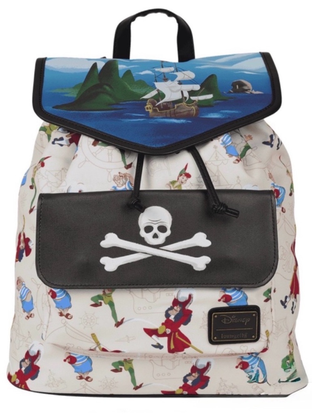 NWT Loungefly DISNEY Peter Pan Captain Hook Drawstring Full Size Backpack
